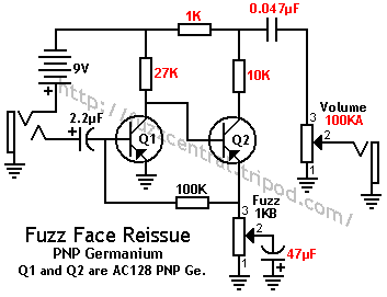 Arbiter Fuzz Face Reissue Schematic